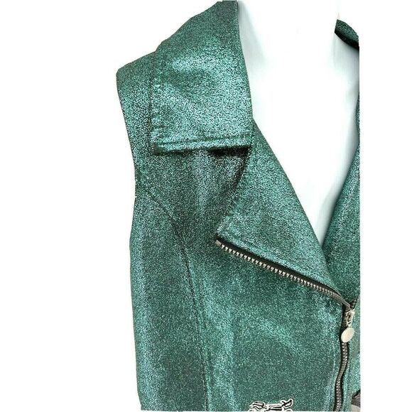 Disney Girls Descendents 2 Una Sparkly Vest Teal Black Ruffle Moto - Picture 4 of 11